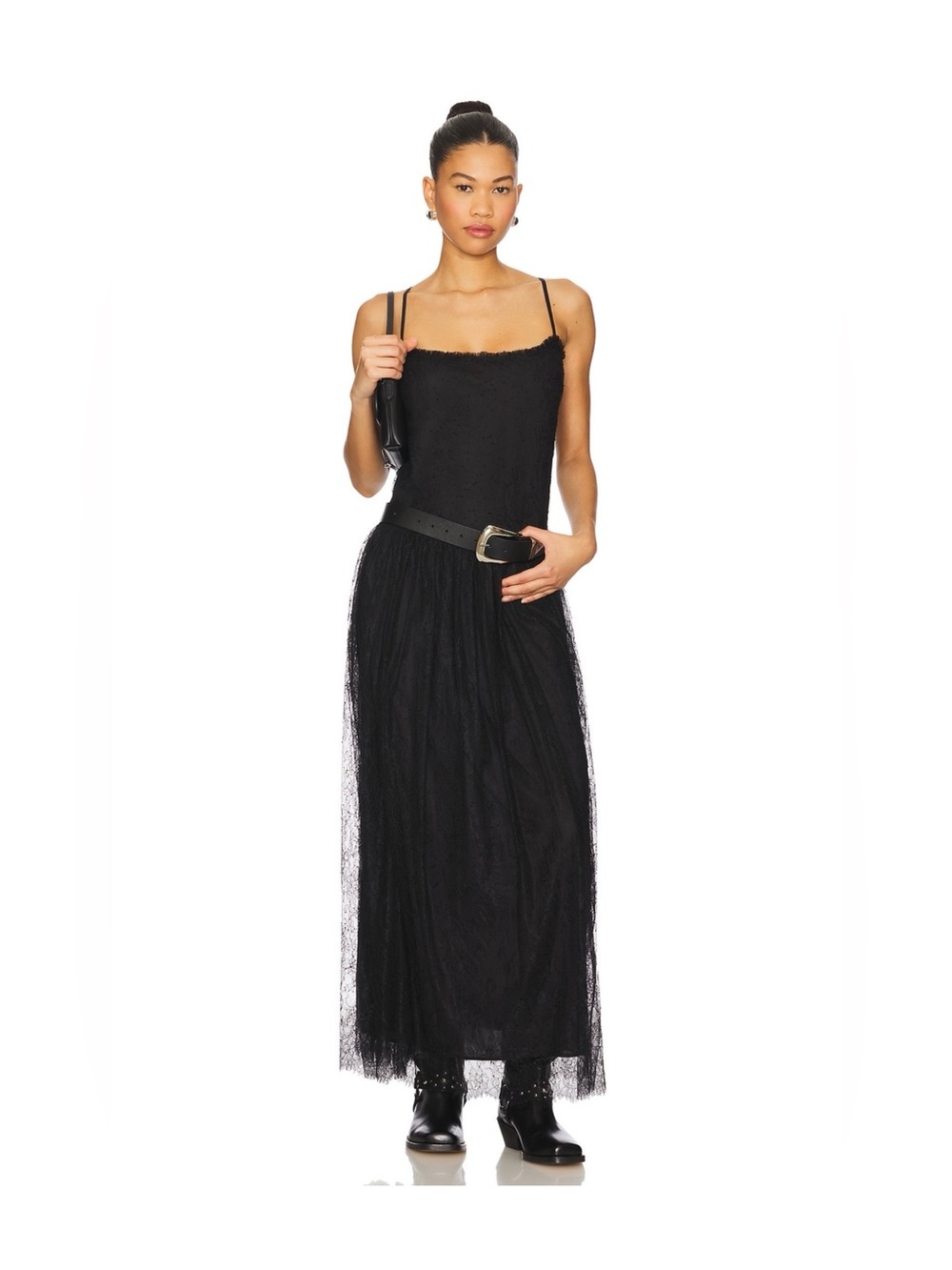 House of Harlow 1960 Black Tulle Maxi Skirt NWT